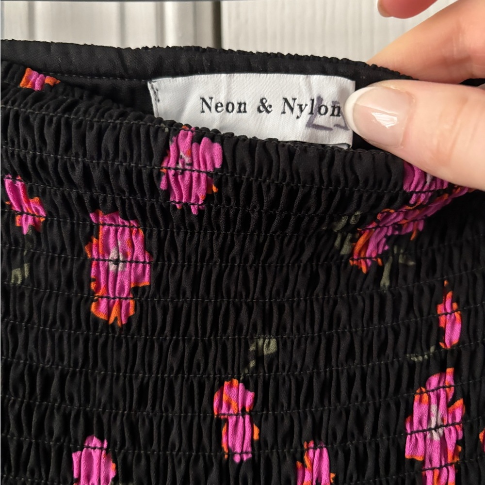 ASOS- NEON AND NYLON knee length skirt in perfect condition. Size 34